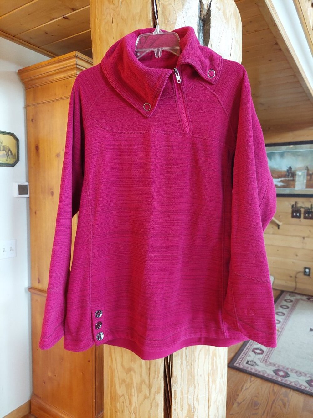 Avalanche Pullover Fleece Womens XLarge Fucia, Quarter Zip Mock Neck Outdoo
